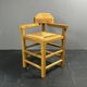 Dutch postmodern brutalist oak corner side chair with rush seat, 1970s
