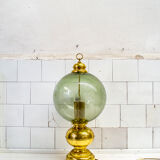 Lampe de table en laiton et verre soufflé, style Caccia Dominioni années 60