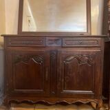 Antique solid wood mirror on foot support