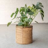 Rattan & brass planter, Italy, 1970's
