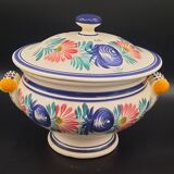 HB Quimper earthenware soup tureen with traditional floral decoration