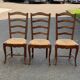 3 solid wood straw chairs, farmhouse style