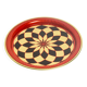 Vintage decorative plate in red, black, and gold metal, Poland, 1960s.