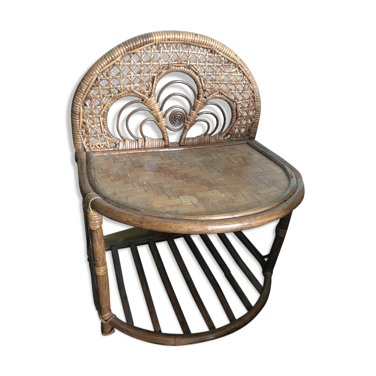 60s rattan bedside table