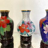 Miniature brass cloisonné vases collection