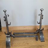Large wrought iron andirons from the 18th century