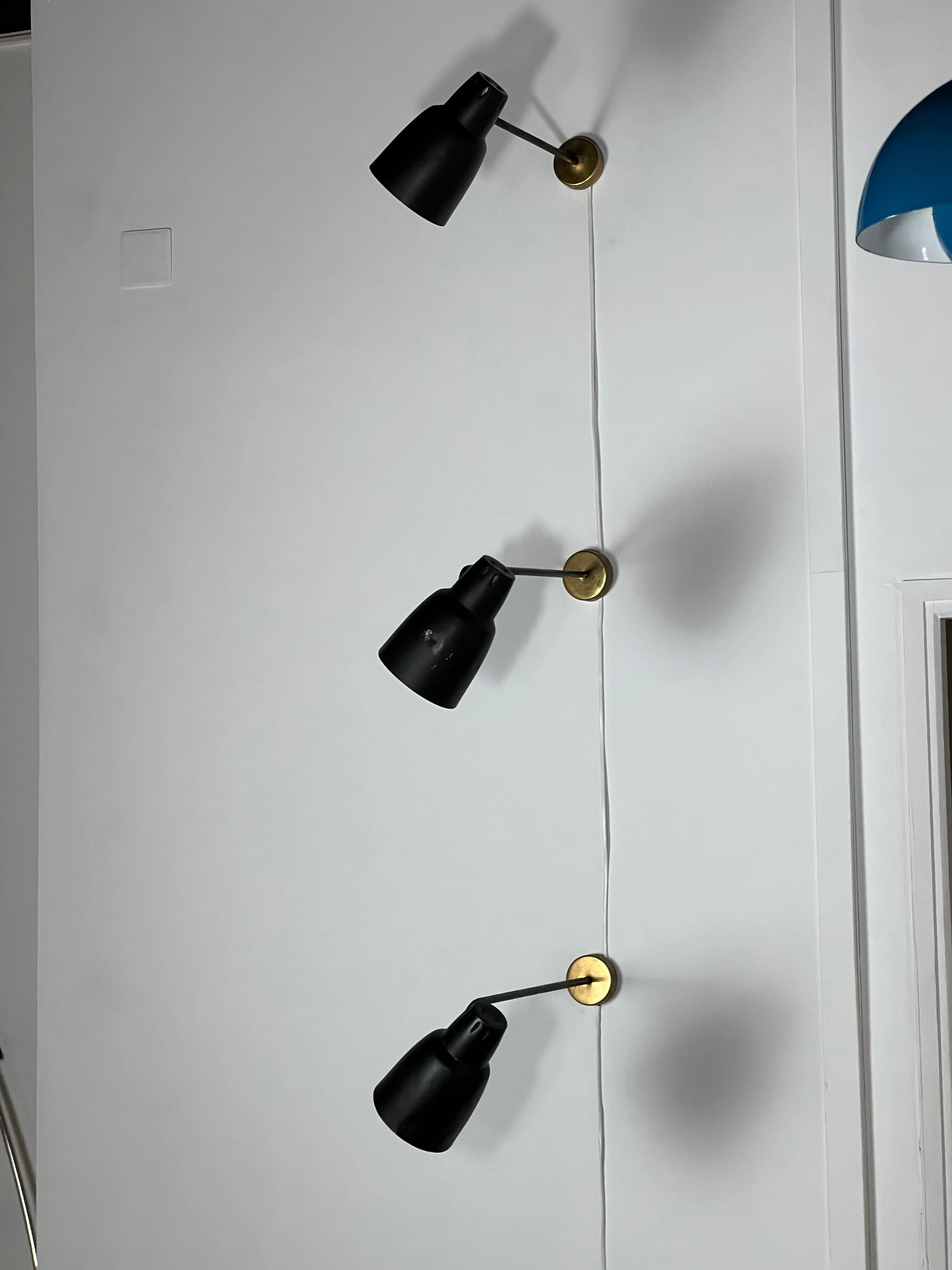 Set de 3 appliques murales éditées par Parscot France années 1950