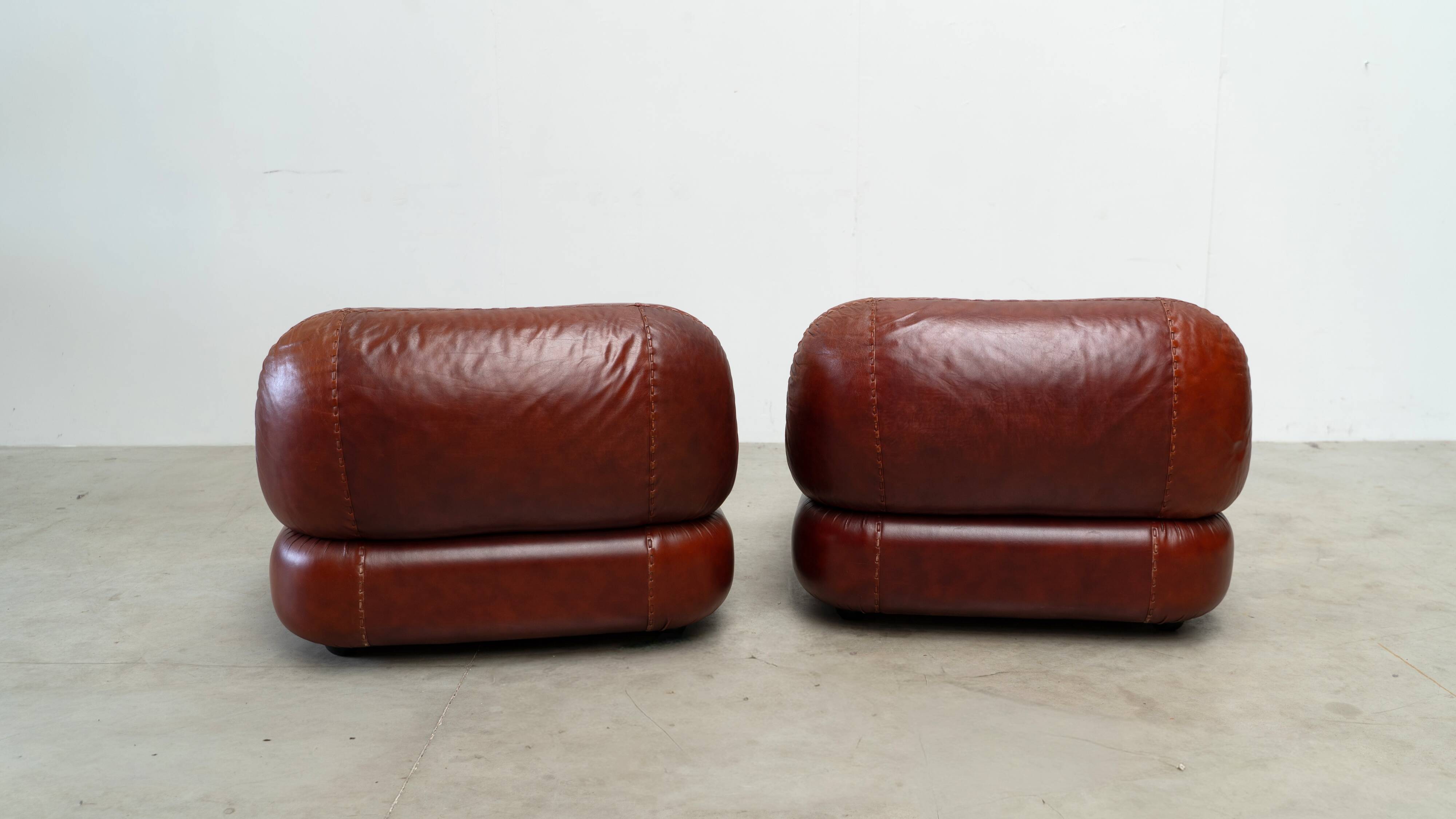 Ensemble de deux fauteuils lounge en cuir Sapporo par Mobil Girgi