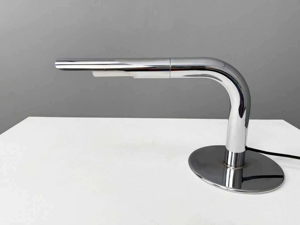 Large table lamp “Gulp,” chrome-plated, by Ingo Maurer for Design M, Germany, 1960s