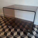 Coffee table David Lange 1970 vintage plexiglas smoked rolling furniture HFI TV
