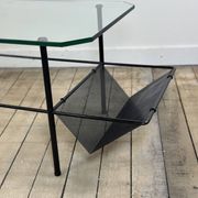 Metal and glass coffee table gérard guermomprez 1956