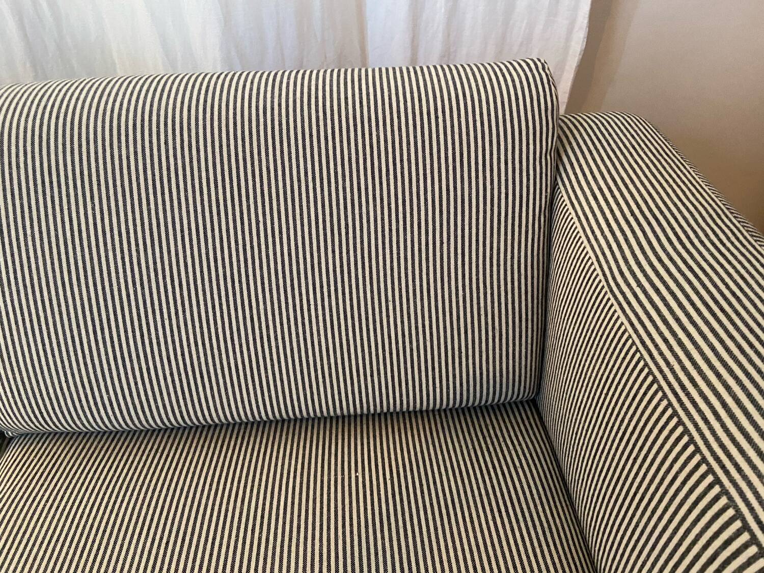 Habitat striped wood and metal sofa