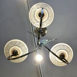 French chandelier, with pink glass shades, Art Deco