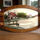 Art Deco, painted glass top, wooden frame, signed Dope, circa 1930