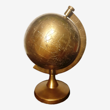 Globe terrestre ancien en cuivre, laiton