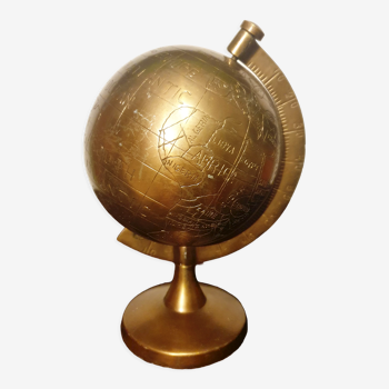 Old terrestrial globe in copper, brass