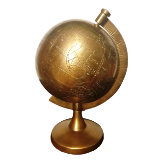 Old terrestrial globe in copper, brass