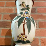 East German GDR Vase from 1960s with Hand-Painted Flowers, Steingutfabrik Dresden, Villeroy & Boch