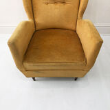 Vintage yellow wingback armchair 1950s mid-century modernist