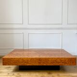 Coffee table in elm magnifying glass Rochebobois vintage