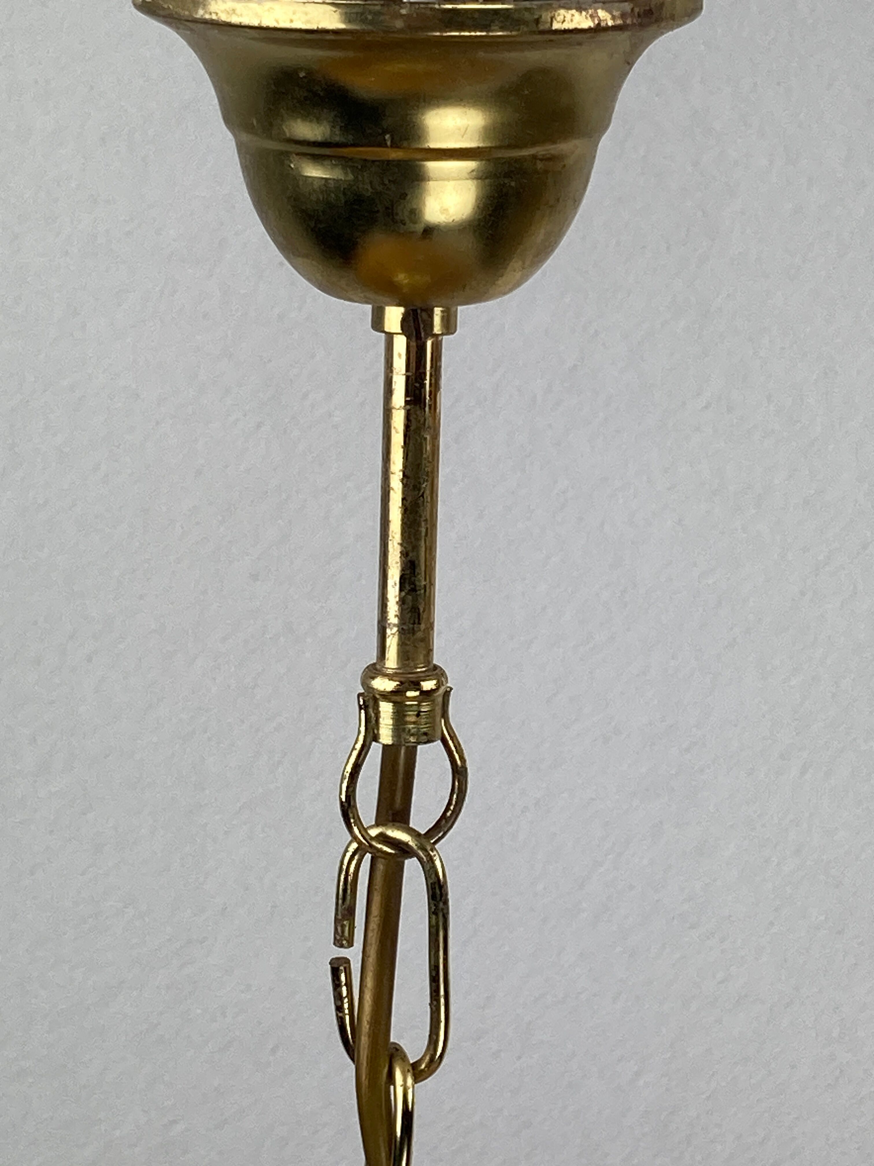 Pencil split reed rattan bamboo and brass pendant Lamp, 1970s