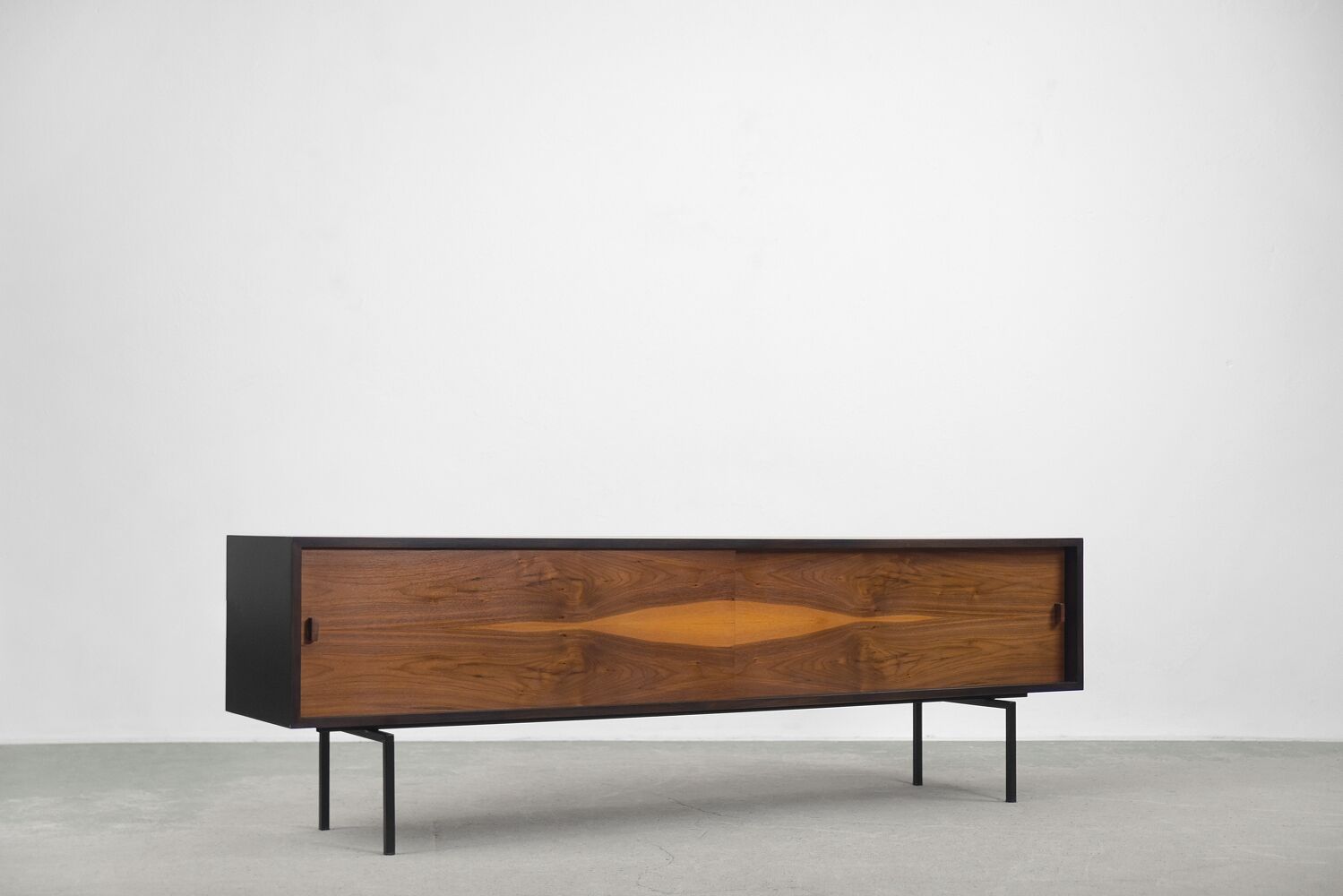 Dutch walnut sideboard with metal legs, 1960s