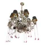 Wrought iron and crystal chandelier
