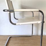 Matteo Grassi style faux leather and chrome armchair