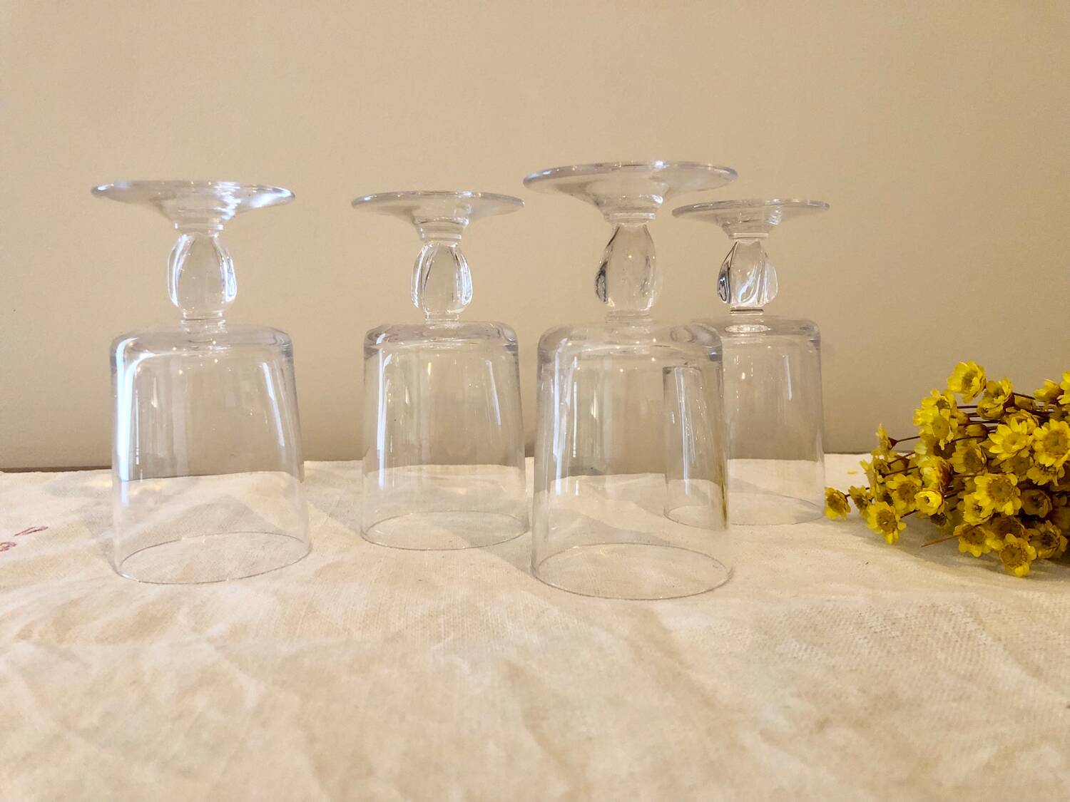 4 antique stemmed glasses