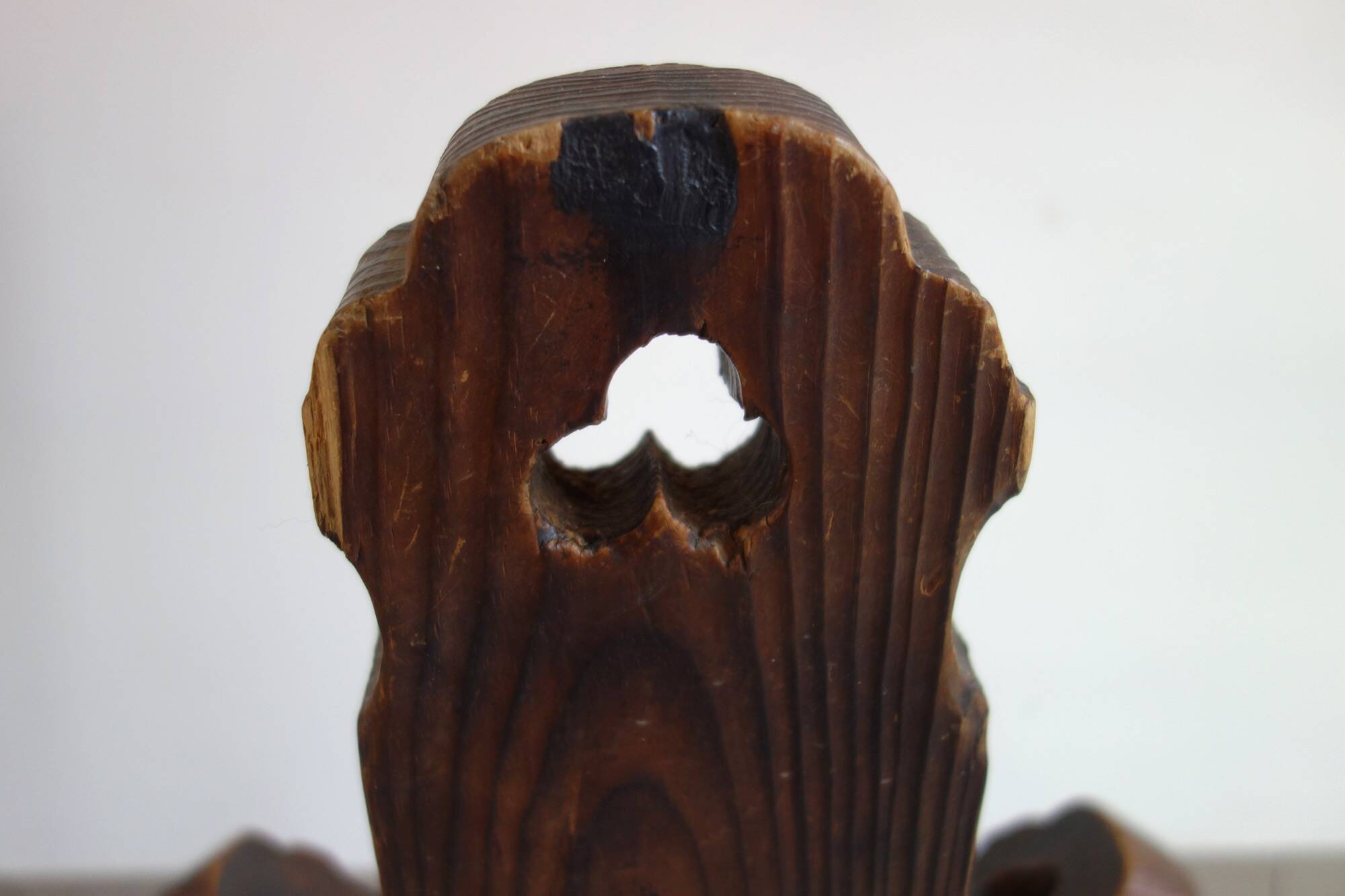 Brutalist Tripod Chair in Sculpted Wood, France