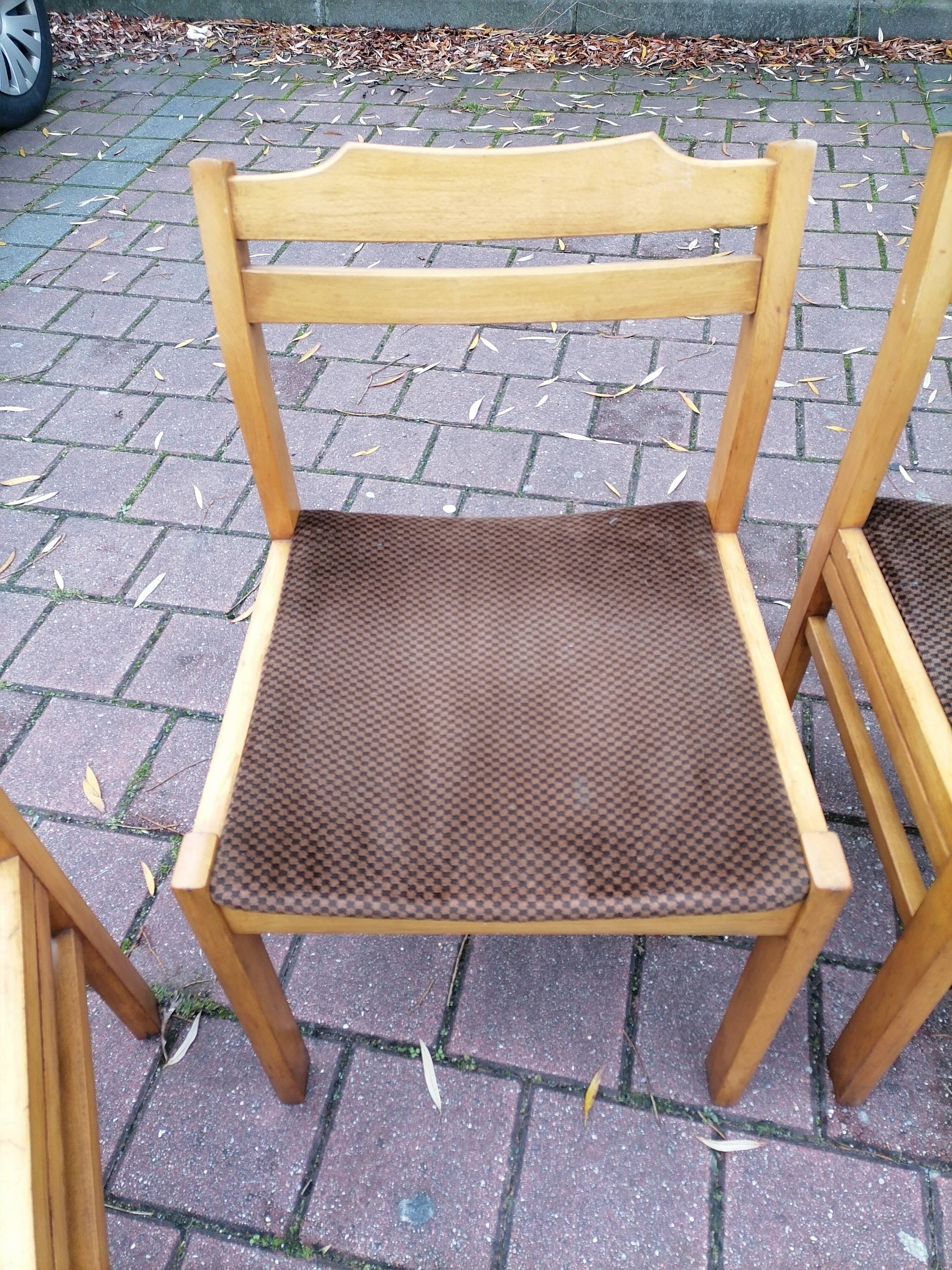 4 old Scandinavian chairs vintage teak 1960