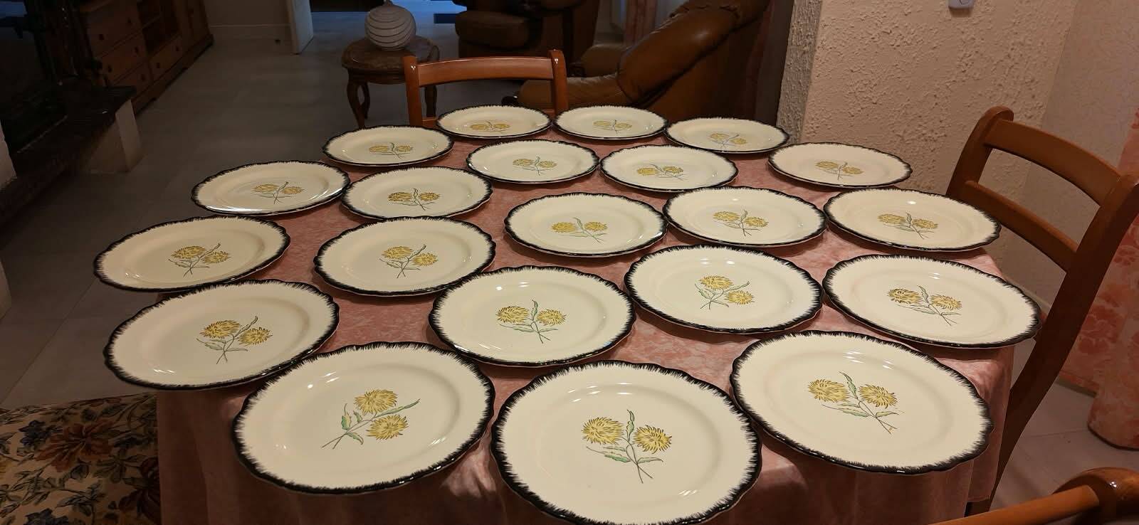 complete service in yellow earthenware Ainay Salin France