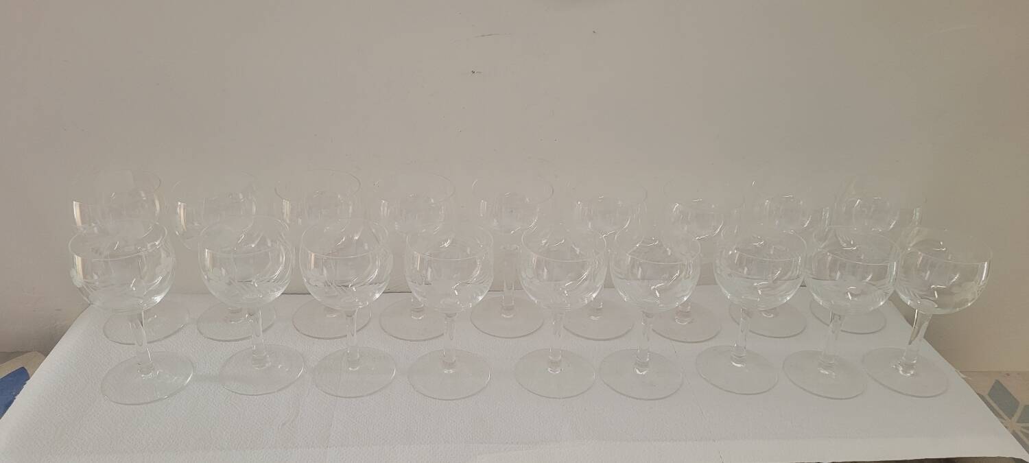 60's chiseled stemmed glasses