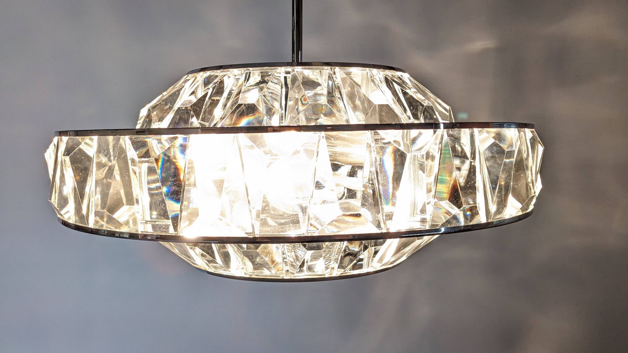 Lustre soucoupe en cristal Maison Kinkeldey, Autriche vers 1970