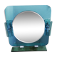 Miroir en verre bleu à deux appliques et une tablette 1980