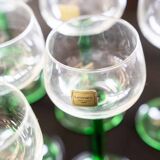 Luminarc france green stemmed liqueur/wine glasses, vintage, 1970s, set of 6