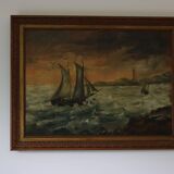 Large oil on marine canvas