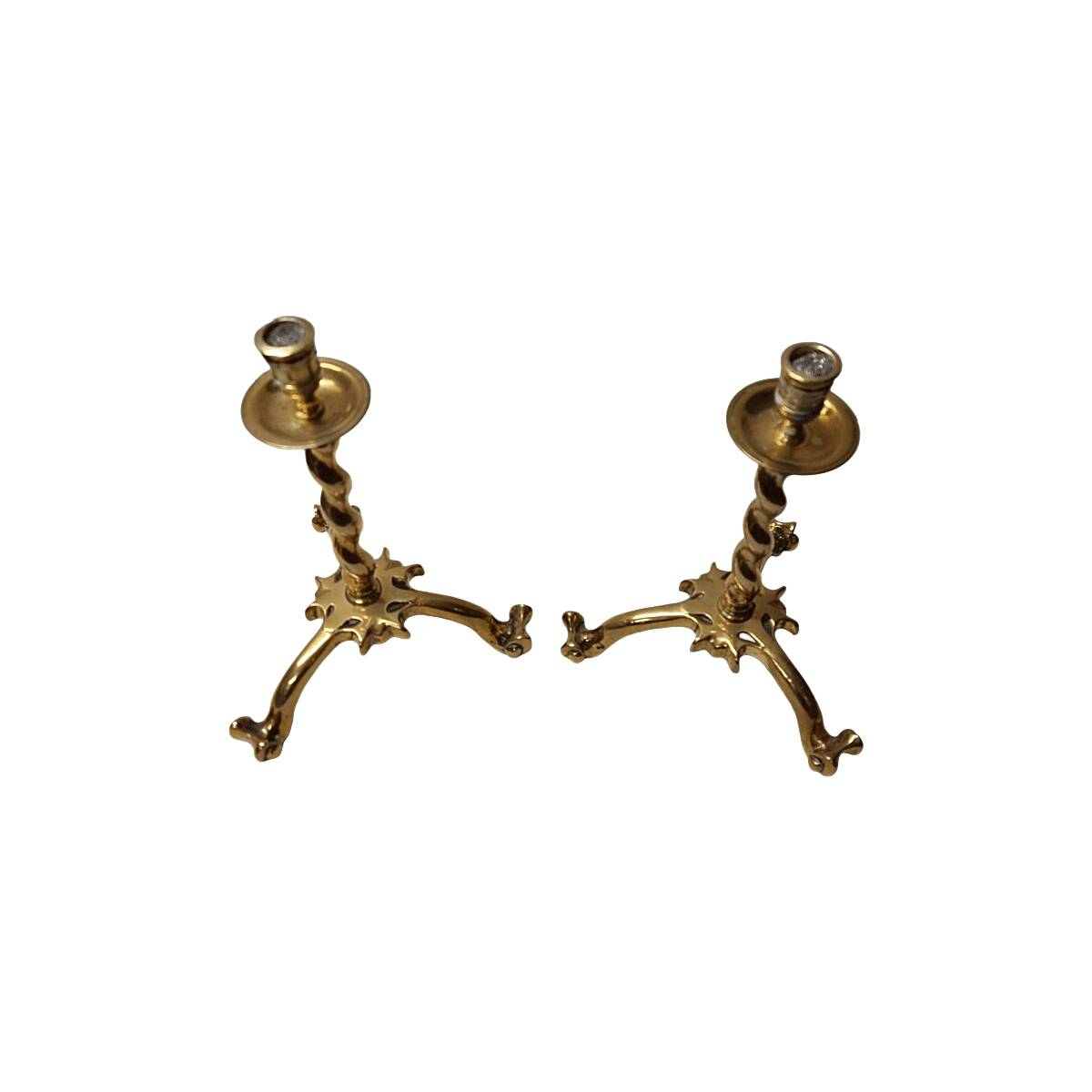 Antique Style Brass Candlesticks, mid 20th century