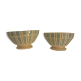 Set of 2 bowls Digoin white stripes blue