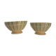 Lot de 2 bols Digoin blancs rayures bleues