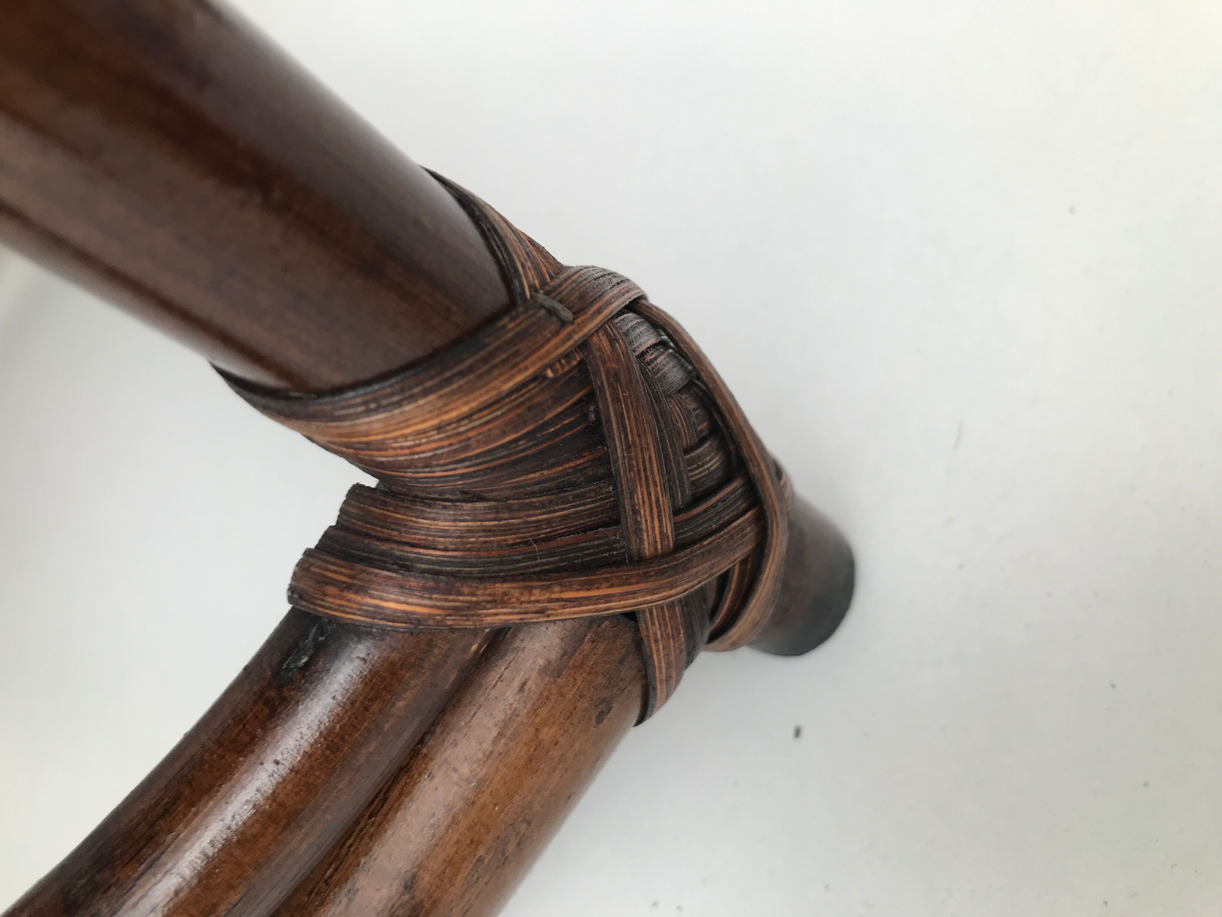 Bedside table stool in vintage cannage rattan