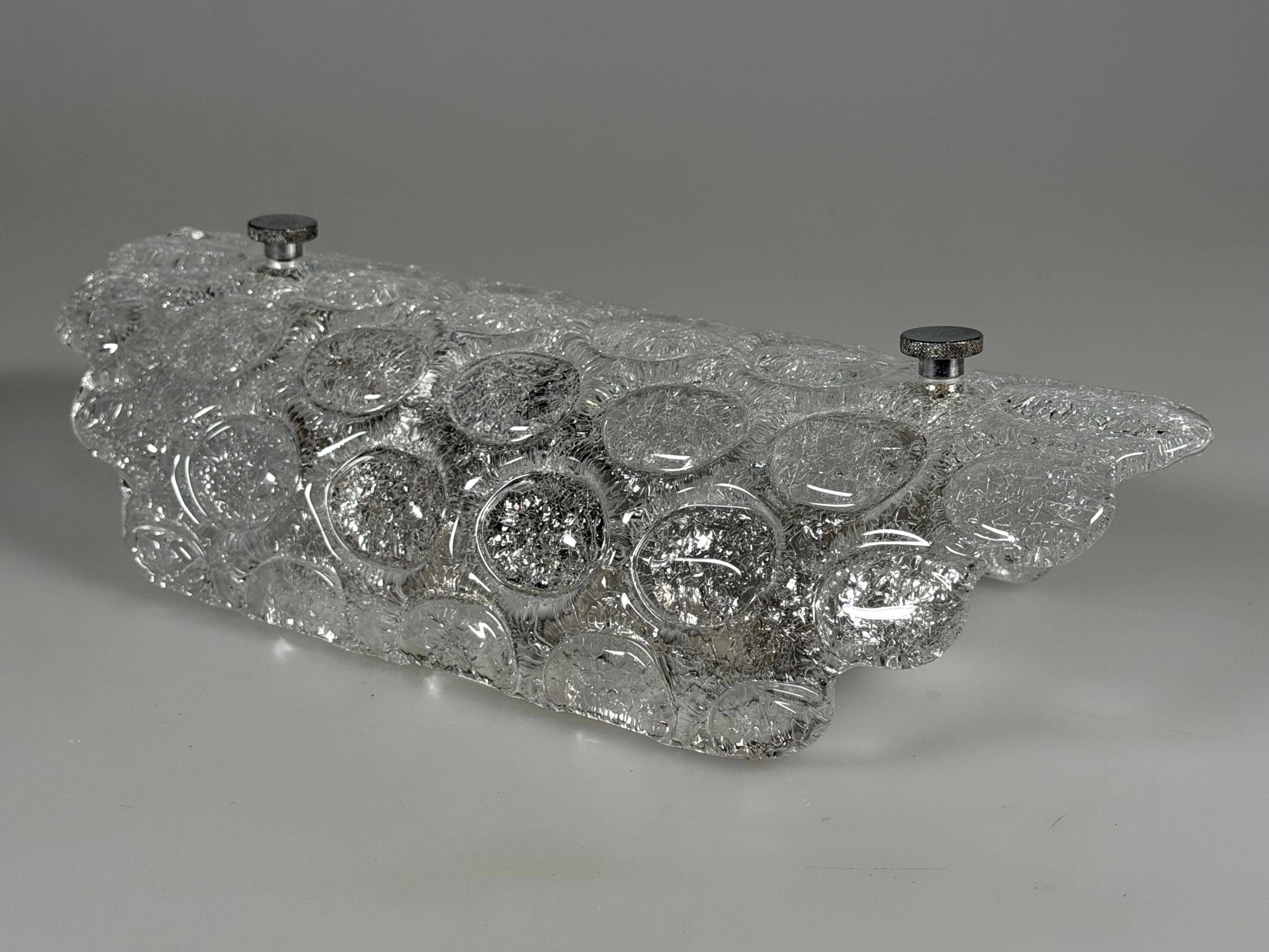 1960s 1970s Wall Lamp Fischer Leuchten Germany Wall Sconce Ice Glass Design
