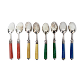 Set of eight enamelled silver spoons