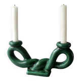 woven ceramic candlestick, slip, 1970s, Vallauris
