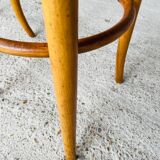 Pair of vintage bar stools, curved wood and cane