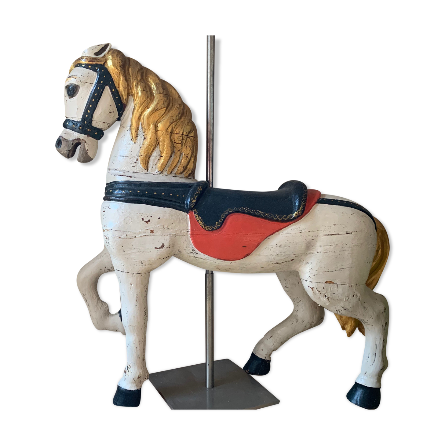 Wooden merry-go-round horse "art forain"