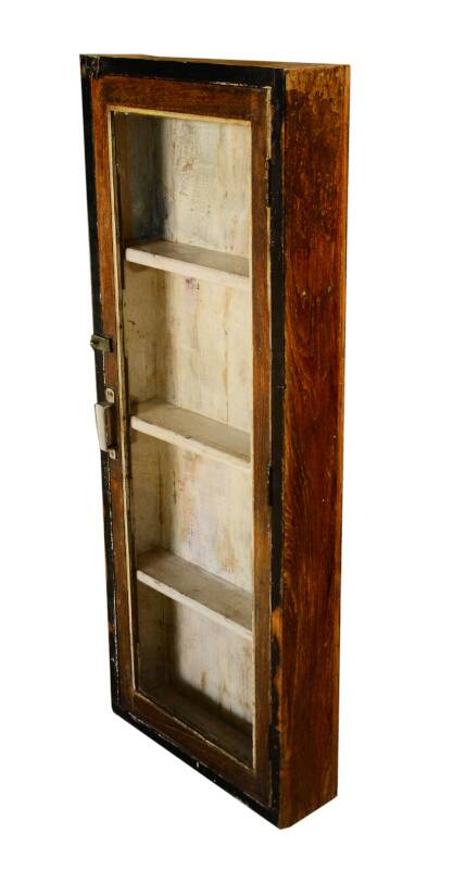 High old brown wall display case old teak wood