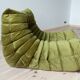 Togo armchair in olive green velvet
