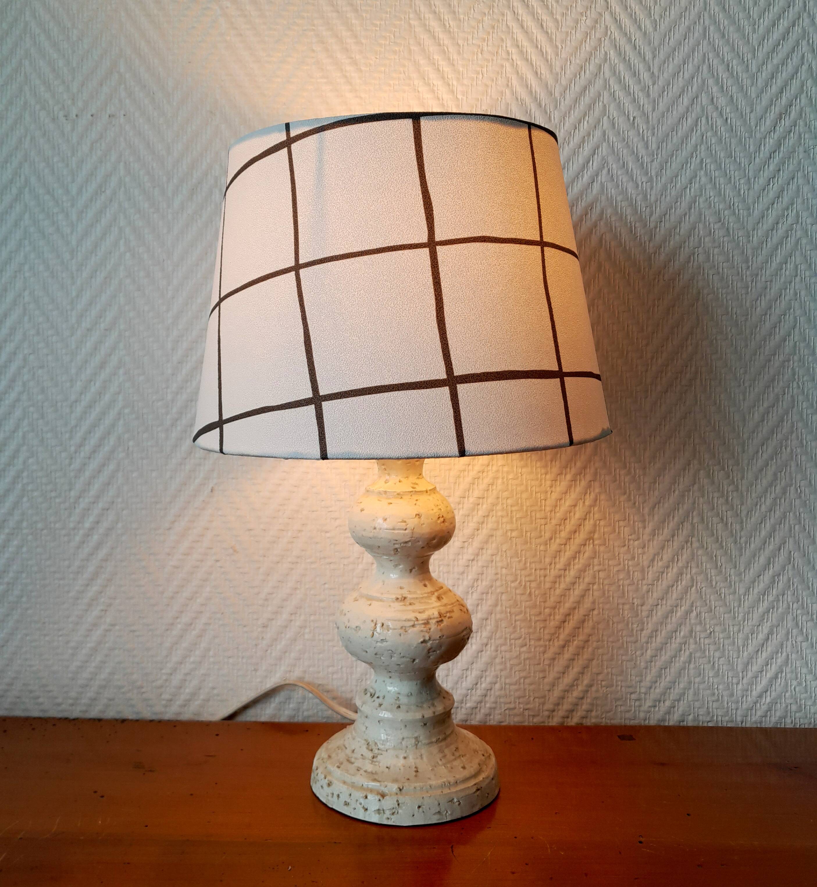 Vintage ceramic lamp and custom lampshade