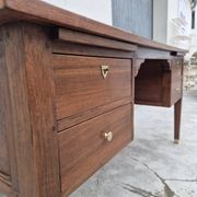 Louis XVI style minister's desk in solid walnut, 4 drawers, old manufacture